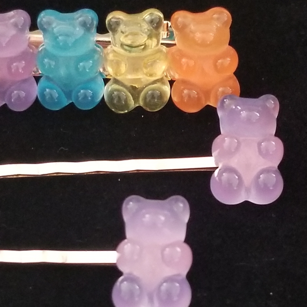 Gummy Bear Hair Assesories Clips 3 pc Set New - Picture 2 of 9